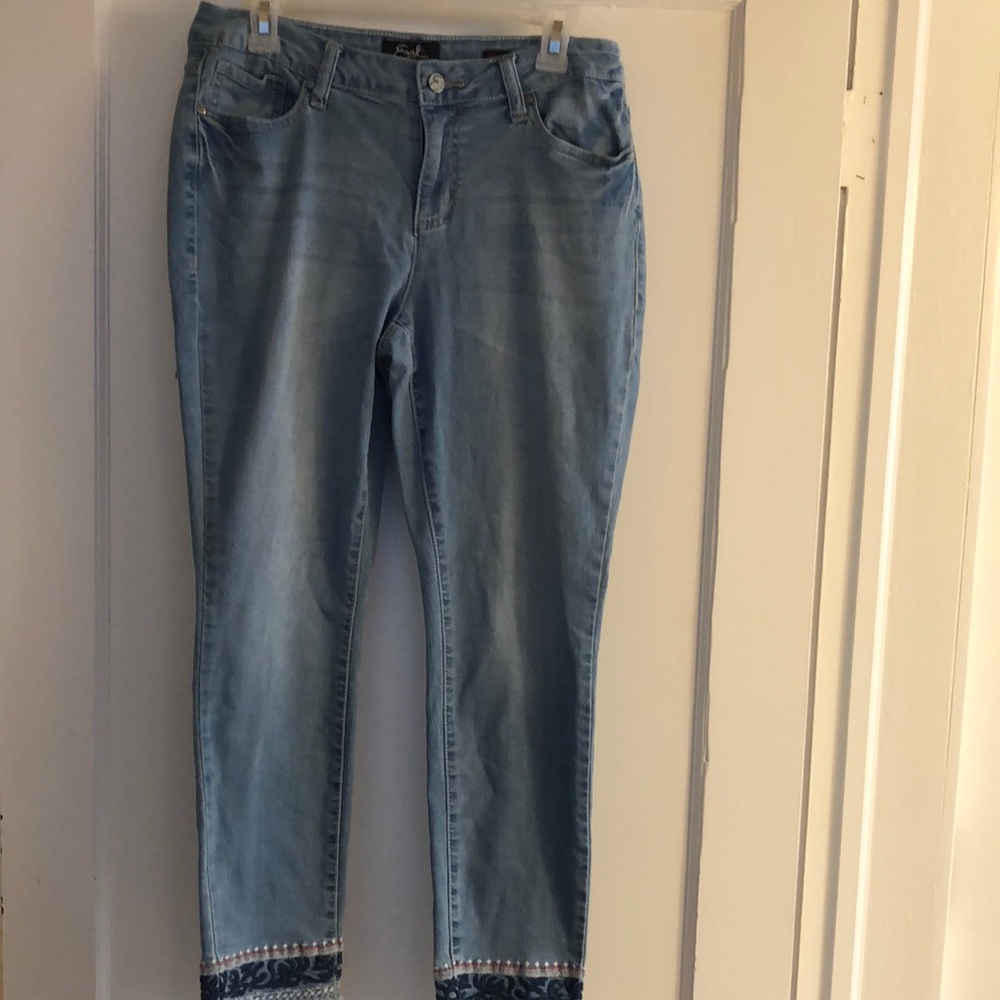 Earl jeans ankle skinny embroidered ankle